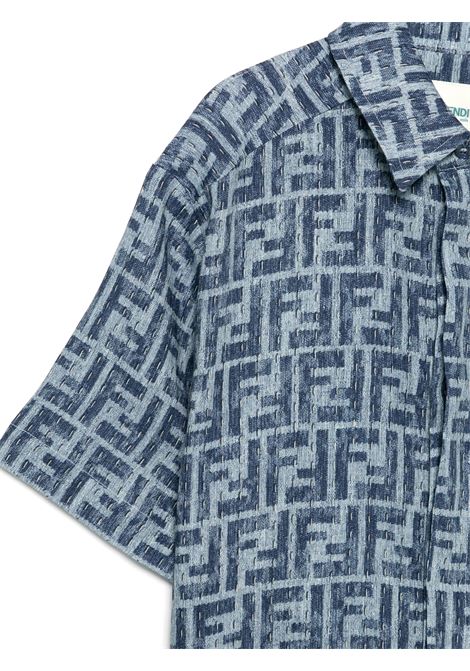 Camicia In Lino Con Motivo FF All-Over FENDI KIDS | JMC193-AUK2F1I11